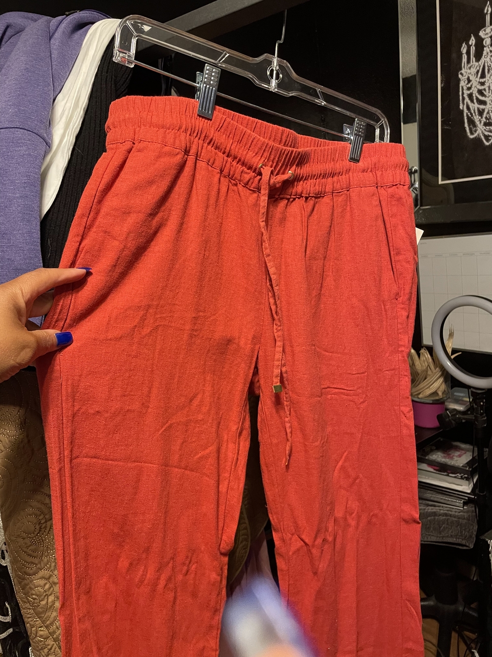 Bright Coral Drawstring Lounge Pants